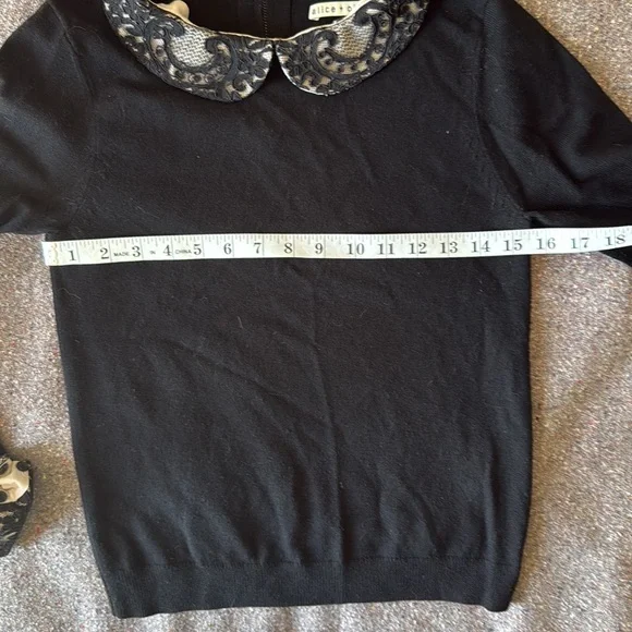 Alice + Olivia Black 100% Wool Sweater with Removable Lace Accents (Size S) - Picture 11 of 13